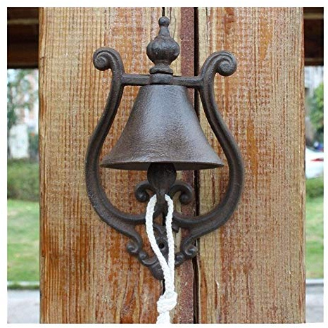 LLHTTDMBDFC Türglocke Glocke Gusseisen, Türglocke Gusseisen, Willkommensschild, Ring-Türklingel – dekorative Vintage-Dekoration im antiken Bauernhausstil for den Außenbereich des Hauses
