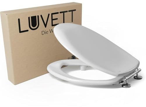 LUVETT® Barrierefreier WC-Sitz C613 Senioren ohne Absenkautomatik, verstellbare Winkelpuffer, Öffnungswinkel 180° (Weiß ohne Absenkautomatik), Duroplast