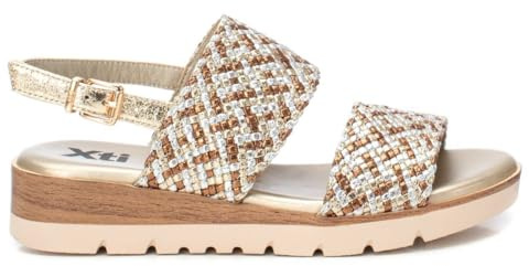 XTI - Sandalia Mujer Oro - Calzado Cómodo y Versátil - Moda casual - Modelo 14394801 (Talla 38)