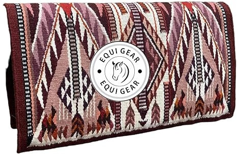 EQUIGEAR Western Ranch Horse Satteldecke aus neuseeländischer Wolle, Western-Design, handgefertigte Satteldecke, Wollpolster, Sensor Flex (Anpassung möglich) BA95 (32 x 32)
