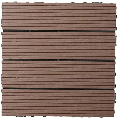 HGOuhK Baldosas para terrazas Baldosa compuesta de plástico y madera for terraza, 6 piezas for suelo de Patio, jardín, piscina, puerta de entrada interior y exterior azulejos entrelazados(Striped Coff