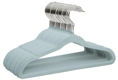 ManGotree Kids Velvet Kleiderbügel, 22 Stück rutschfeste Kinderkleiderbügel, platzsparende Kleiderbügel mit 360° drehbarem Haken, 35cm Premium-Filzbügel für Kinder, Jugendliche (Blau)