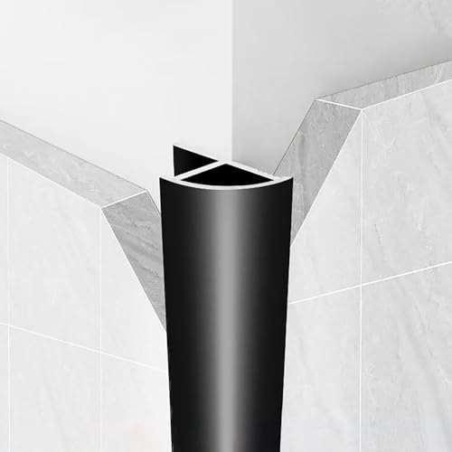 Raouoae Profilé Quart De Cercle Anodisé 125cm pour Rail De Carrelage, Bande D'extrémité, Profilé d'angle pour Protection des Bords - Accessoire Finition Carrelage(Black,12.2mm)