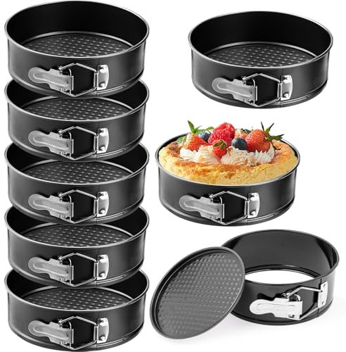 YFNVH Paquete de 8 moldes para tartas de 14 cm, pequeños moldes redondos antiadherentes con base suelta, moldes para tartas de queso a prueba de fugas para pastel, pizza, quiche, 5.5 pulgadas, color