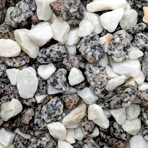 Elixir Gardens 20kg Arctic Grey Granite & White Marble Chippings (20mm) | Decorative Outdoor Stone Aggregate & Lansdscaping Gravel