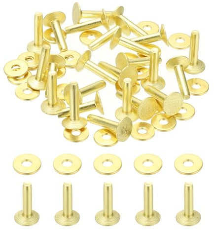 PATIKIL 9x3.3x14mm Rivets Et Rondelles En Cuir, 24 Ensembles De Rivets Et Rondelles En Laiton Pour La Création De Cuir, Ceintures, Portefeuilles, Colliers, DIY