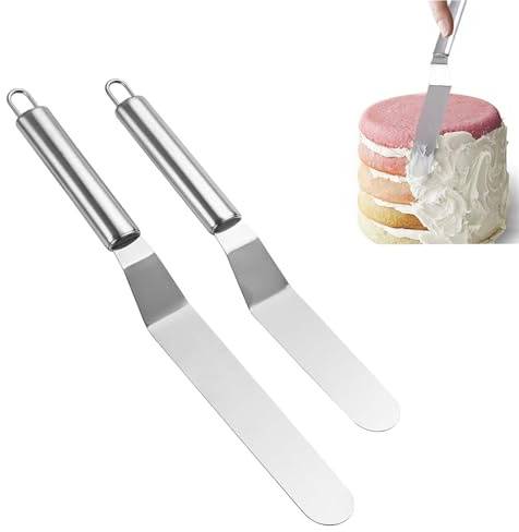 Wgewfhdf 2 Stück Tortenmesser- Winkelpalette in zwei verschiedenen Größen aus rostfreiem Stahl - Tortenspachtel zum Backen, Verteilen und Dekorieren von Torten