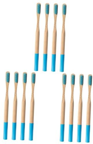 Healeved 3 Sätze Zahnbürsten Aus Holz Zahnpasta Spender Mit Bechern Wattestäbchen Mundhygiene Travel Toothbrush Zeichenkohle Erwachsene Zahnbürste Borsten Zahnbürste Bambus Blue 4 Stück * 3