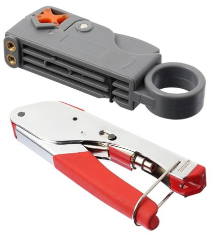 Veemoon 2pièces Pince à Dénuder Et Outil De Compression Pour Câble Coaxial Type Lot De Pincettes Manuelles Pour Sertissage De Connecteurs Réseau Et Téléphoniques
