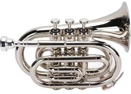Bb-Trompete, N plattiert Basstrompete Leichtgewicht Bb-Taschentrompete, Messing Bb-Trompetensatz mit Mundstück, Reinigungstuch, Tasche, Handschuhe für Anfänger, Studenten, Profis