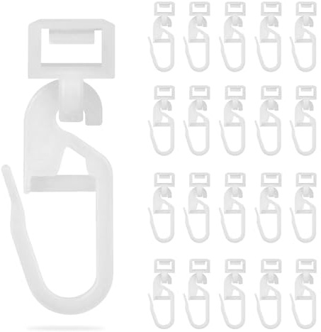 100 Pcs Click Glider Curtain Hooks Plastic,Curtain Track Gliders Mute and Smooth,Sliding Hooks Easy to Install,Rail Slider Hooks for Window Door Shower Curtains 34mm