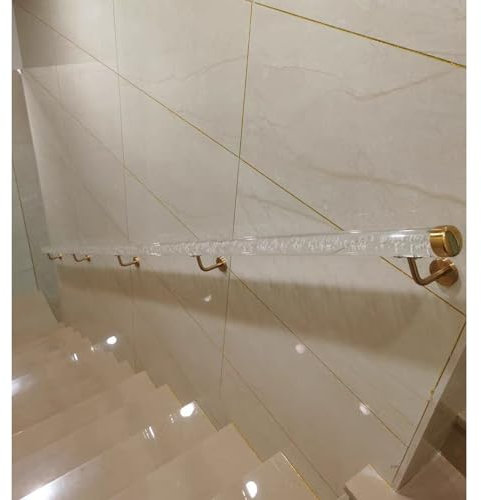 Pasamanos de acrílico transparente para escaleras， Pasamanos de escalera de cristal acrílico con soportes (45 a 6 m)((12.5ft)380cm)
