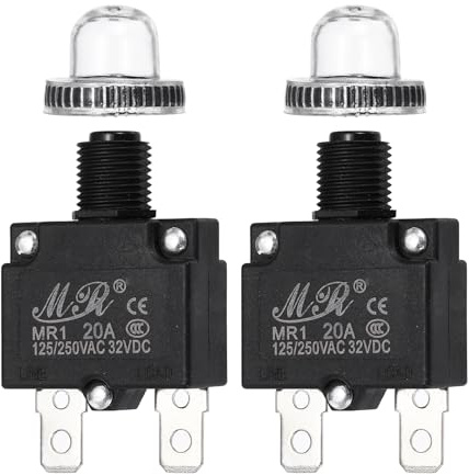 QUARKZMAN Interruttore Termico A Pulsante 10A 125/250V AC 32V DC 2pz | Protezione Sovraccarico Manuale con Coperchi Impermeabili, per Circuiti
