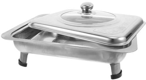 Lurrose Plateau Rectangulaire Inox Buffet avec Couvercle Transparent et Antidérapants Plateau de Service pour Restauration et Fête Bac Inox pour Cantine et Présentation de Plats
