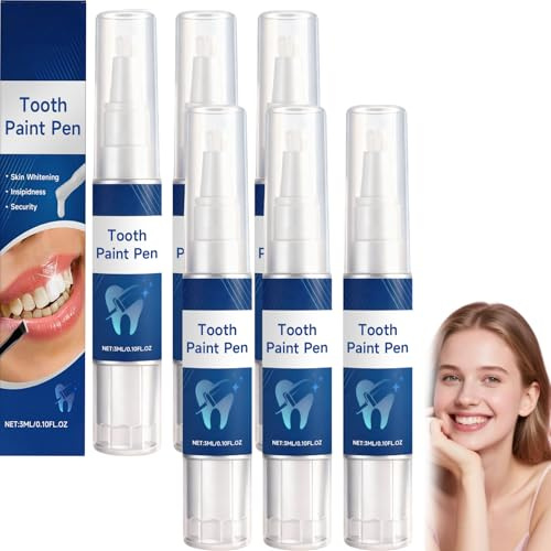 Teeth blekningspenna, tandad färg, blekningsgel, bärbar fläckborttagare, skonsam rengöring, fräsch andning, resesats för ljusare (6 stycken)