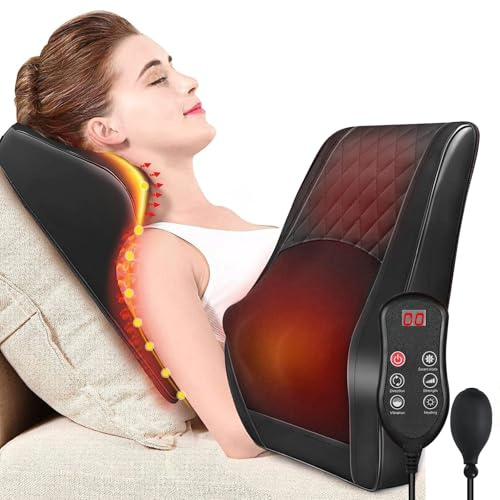 CyperEver Back Massager with Heat, Shiatsu Neck and Back Massager, Heated Back Massager for Pain Relief, Back Massage Cushion for Chair Car Seat Home Office, Gift for Mom Dad