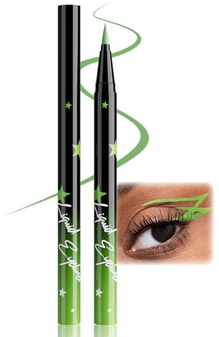 Grön flytande eyeliner, vattentät och torkbeständig eyeliner penna, snabbtorkande och hållbart ögonfoder, högpigmenterad ögonmakeup för exakta ögonstreck, grön kajalpenna för halloween karneval