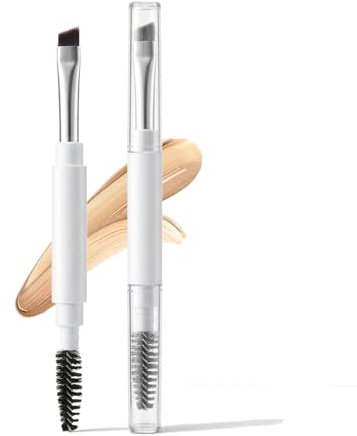 Ksvsonrvi 2PCS Eyebrow Brush with Cap, Professional Double-Ended Angled Eye Brow Brush Applicator For Shaping and Filling Brows Lashes Eyeliner, White