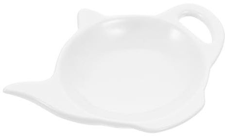 Generic Ceramic Teabag Tray Large White Porcelain Teabag Coaster Decorative Dish for Used Tea Bags Desktop Holder for Home and Tea House