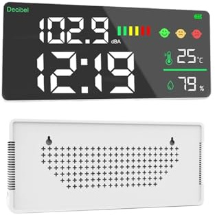 CVGfko Noise Measuring Instrument Digital Decibel Sound Meter Temperature Meter Humidity Meter Detector Indoor Wall Mounted Tester