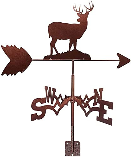 Wetterfahne aus Gusseisen, Hirsch, Wetterfahne aus Metall, Windrichtungsanzeiger, langlebige Windfahne mit Rostschutzbeschichtung für Gartenpavillon im Freien auf dem Bauernhof