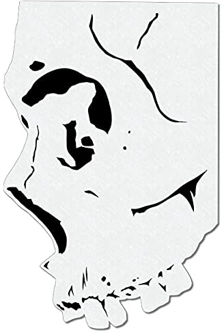 Herterich Products Airbrush Schablone für Totenkopf in Seitenansicht | Tattoo und Graffiti Stencil Vorlage | Präzises Schädelprofil Design | Wiederverwendbar und Lösemittelresistent