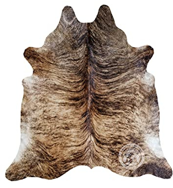 Sunshine Cowhides 100% Genuine Brindle Cowhide Rug - Modern Style Animal Skin Rug & Floor Carpet for Living Room, Bedroom, Kitchen & More - Extra Large (6x7-8 Ft.)