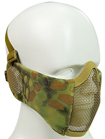 XUE Half Face Airsoft Mask Camo with Ear Protection Steel Mesh Tactical Lower Face Protective Mask For Wargame Halloween (10 Camouflage Color)