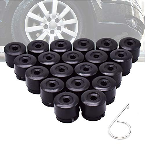 XUKEY 20pcs Capuchon d'écrou de Roue Couvercle Boulon tête Couvre écrous 19mm Noir + Outil pour Transporter T5 T6 2003 2004 2005 2006 2007 2008-2020 Style de Voiture