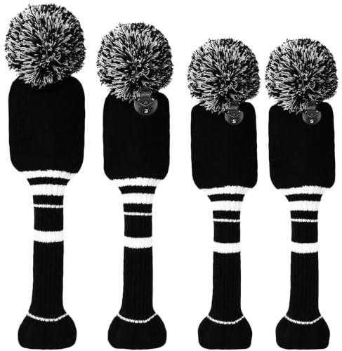 Schlägerkopfhüllen für Driver Fairway Holz Hybrid Golfschlägerhaube Golfschlägerhauben Golf Headcover Set, Schlägerhauben Club Covers Austauschbaren Nummernschild 1 3 5 7 X