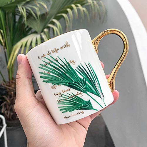 XINLAI Tazze in Ceramica Colazione Farina d'avena Tazze da tè al Latte Tazza da caffè per Ufficio Tazza da Acqua Dipinta in Oro 400 ml D