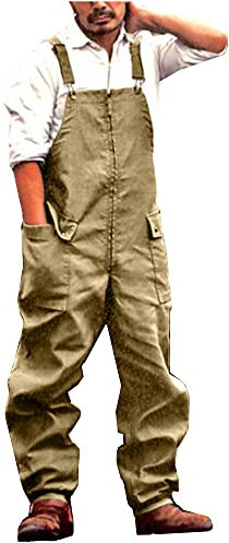 ENEN Peto Vaquero de Mono para Hombre, Denim Pantalón Bib Overgs con Bolsillos Mezclilla Jumpsuit Casual Pantalones Holgado con Pechera Peto de Trabajo