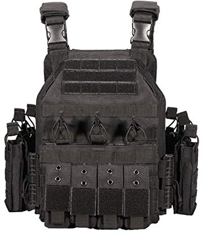 Kiyoyo Taktische Weste, Einsatzweste Military Molle, Militär Airsoft Paintball-Weste, Plattenträger für Camping Wandern CS Feld, U302JY03KIZK1400SOESD2D, Schwarz
