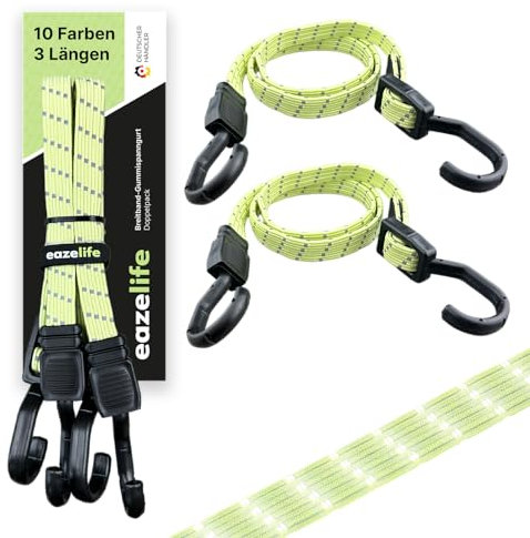 Juego de 2 correas tensoras de goma ajustables, expansores de banda ancha con gancho de metal, muy resistentes, para coche, bicicleta y actividades al aire libre (10 colores, 3 longitudes)