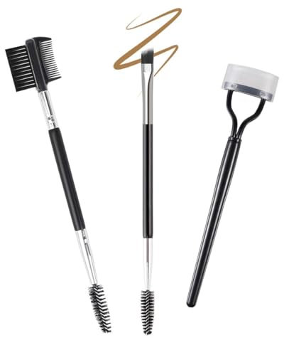 INGJIA VIEW Brosse à sourcils Séparateur de cils Peigne à sourcils et bobine de cils Outils de maquillage professionnel pour les yeux (set de 3 pièces)