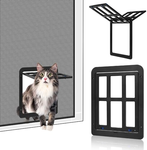 Adiwo Magnetic Dog Flap, Cat flap, Durable Dog Screen Door, Automatic Lock Pet Door Cover for Small Dogs Puppies Cats, Black Sturdy Pet for Sliding Screen Door Window Porch