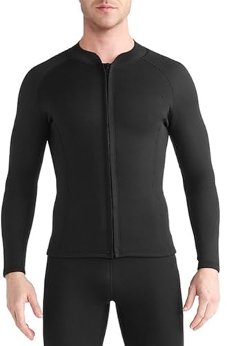 1.5MM Langarm Neoprenanzug Jacke Kaltwasser-Badebekleidung Tauchen Warmhalten Für Aerobic Wassersport (Color : Schwarz, Size : M)