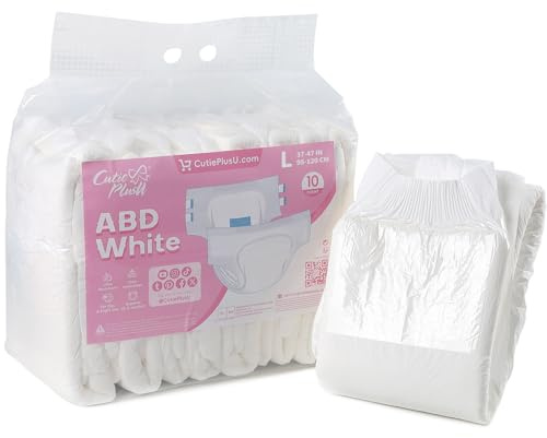 CutiePlusU Vuxenblöjor Blöjor mot Läckage för Natten | 10 st Engångsinkontinensbyxor | Diskreta med Hög Absorptionsförmåga - Vit（L 95-120CM)