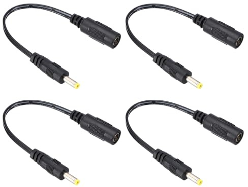 PATIKIL USB Stromkabel 0.6Ft DC 5.5x2.1mm Female zu DC 4.0x1.7mm Male Power Cable, 4 Stück Drahtadapter Stecker Ladekabel für Licht Ventilatoren Lautsprecher Tischlampe, Schwarz.