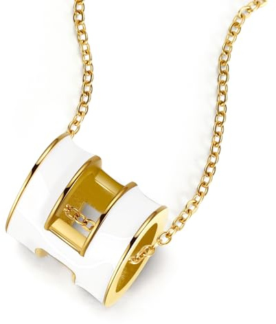 Weiß Halskette Damen Gold mit Anhänger, 18K Vergoldete Titanstahl Wasserfeste Goldkette, Modeschmuck Dupes Schmuck Geschenke für Frauen