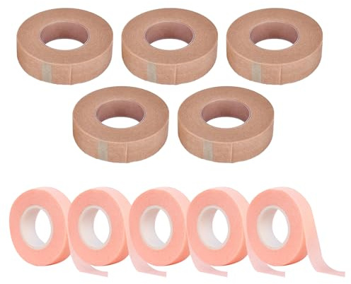 10 Rollen Micropore Tape 1.25cm X 9.14m, Nose Tape, 3m Micropore Tape, Medizinisches Klebeband, Atmungsaktiv&Flexibles Verband, Mikroporen Band, Atmungsaktives Nasentape, Wimpern Tape (Hautfarbe+Rosa)