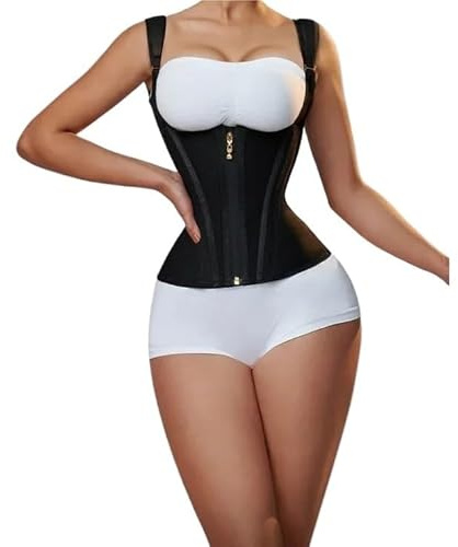 TXLEAPEY Fajas Reductoras Mujer Faja Moldeadora de Cuerpo for Mujer, Chaleco de compresión Doble, corsé de Entrenamiento de Cintura con Cremallera Ajustable y Ganchos.(Black,XS)