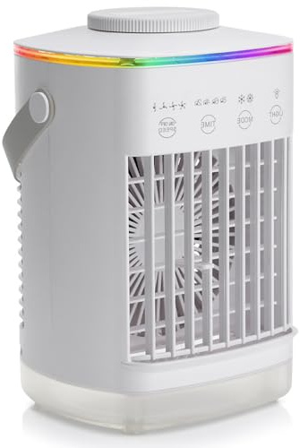 Ventilador de nebulización portátil, carga USB, enfriadores de aire evaporativos, ventilador de refrigeración de 4 velocidades para uso en interiores y exteriores, enfriadores de aire de bajo consumo