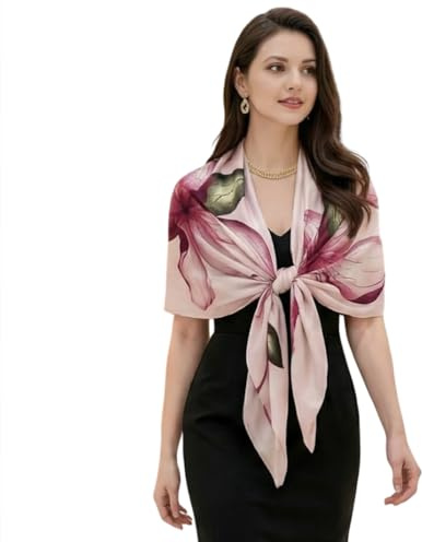 LA FERANI Pañuelo de seda rosa clásico satén pañuelo seda estola ocasiones formales paño toalla toalla de playa sobre toalla ligera 180 x 90 regalo para ella mujer G30