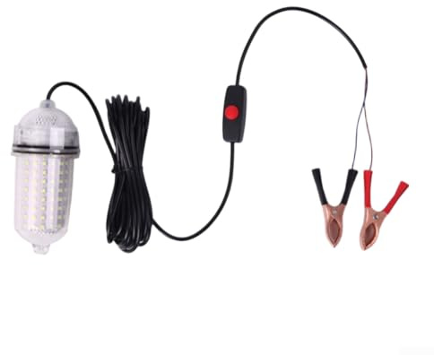 Luz de pesca sumergible de 12 V 180 LED con clasificación impermeable IP68 para jigging nocturno de calamar y atracción de peces subacuáticos (luz blanca 35 W)