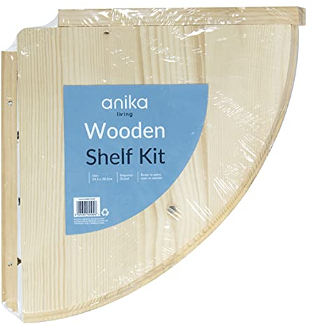 Anika Living Eckregal aus Holz, schwebend, 2 Größen, einfach zu montieren, Wandmontage, fertig zum Bemalen, Beizen oder Lackieren, inklusive Befestigungsmaterial (28,5 x 28,5 cm)