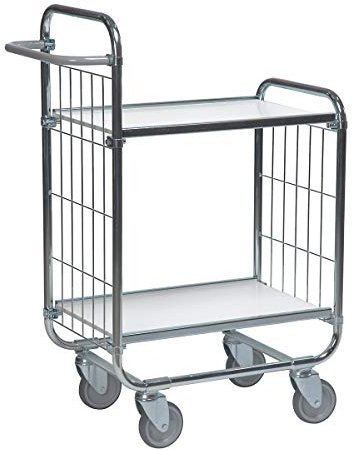 Kongamek Verzinkter Etagenwagen - 2 Böden, 2 Rollen feststellbar, LxBxH 815 x 470 x 1120 mm - Tischwagen Gitterwagen Transportwagen Transportgeräte Wagen Etagenwagen Tischwagen Gitterwagen