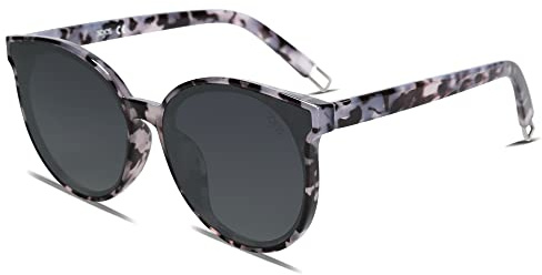 SOJOS Retro Runde Polarisierte Sonnenbrille SJ2057 | UV400 Schutz Groß Damen Herren Unisex Rund Vintage
