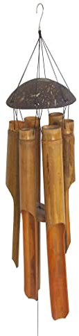 Ankinte 88,9 cm großes Bambus-Kokosnuss-Windspiel für den Außenbereich, handgefertigt, Holz, Tiefe Klangspiele für Garten, Terrasse oder Heimdekoration