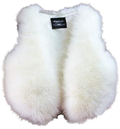 Women's Faux Fur Gilet Vest Coat Winter Warm Sleeveless Jacket Short Waistcoat Plain Shaggy Body Warmer,M,White